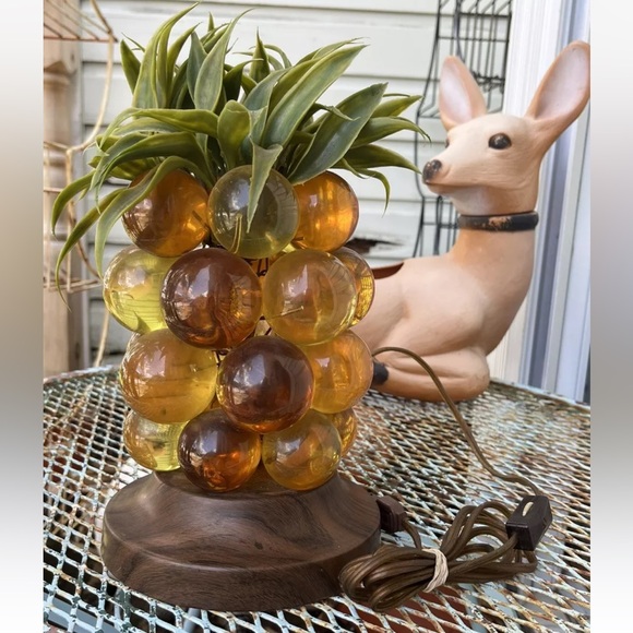 Vintage Other - Tiki Lucite Amber Grape Cluster Pineapple Table Lamp MCM Mid Century Vintage 60s